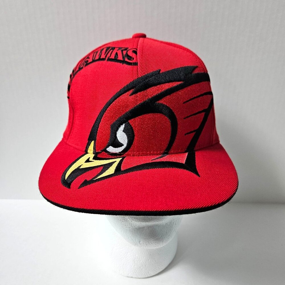 Atlanta Hawks Hat Cap Mens Fitted 7 3/8" Big Embroidered Logo Red Wool Adidas